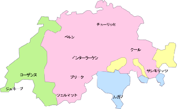 スイスの言語圏の図